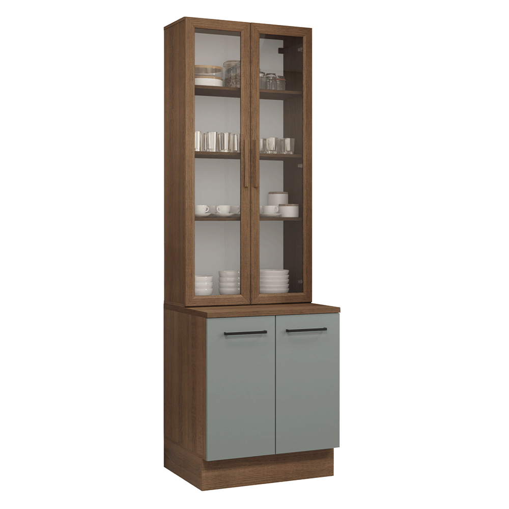 Kit Balcão + Cristaleira 70cm Rustic/Cinza Agata Madesa 02