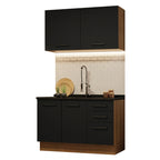 Armário de Cozinha Compacta 120cm Rustic/Preto Agata Madesa 01