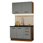 Armário de Cozinha Compacta 120cm Rustic/Cinza Agata Madesa 01