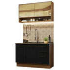 Armário de Cozinha Compacta 120cm Rustic/Preto Agata Madesa 02