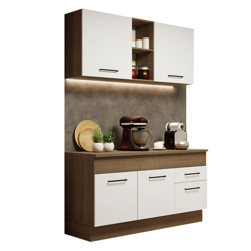 Armário de Cozinha Compacta 150cm Rustic/Branco Agata Madesa 01