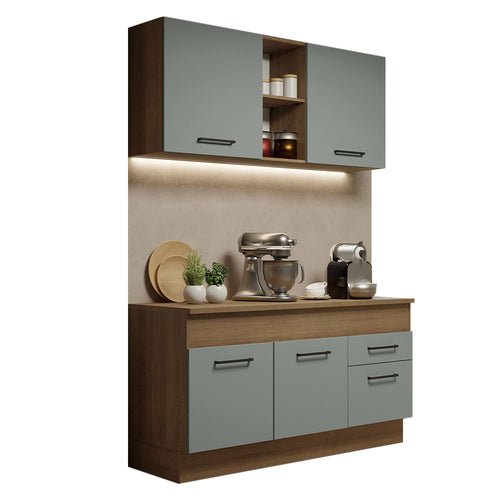 Armário de Cozinha Compacta 150cm Rustic/Cinza Agata Madesa 01