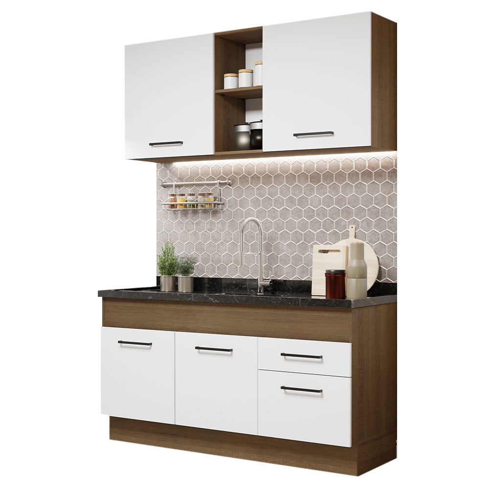 Armário de Cozinha Compacta 150cm Rustic/Branco Agata Madesa 02
