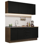 Armário de Cozinha Compacta 180cm Rustic Preto Agata Madesa 01