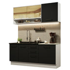 Armário de Cozinha Compacta 180cm Branco Preto Agata Madesa 02