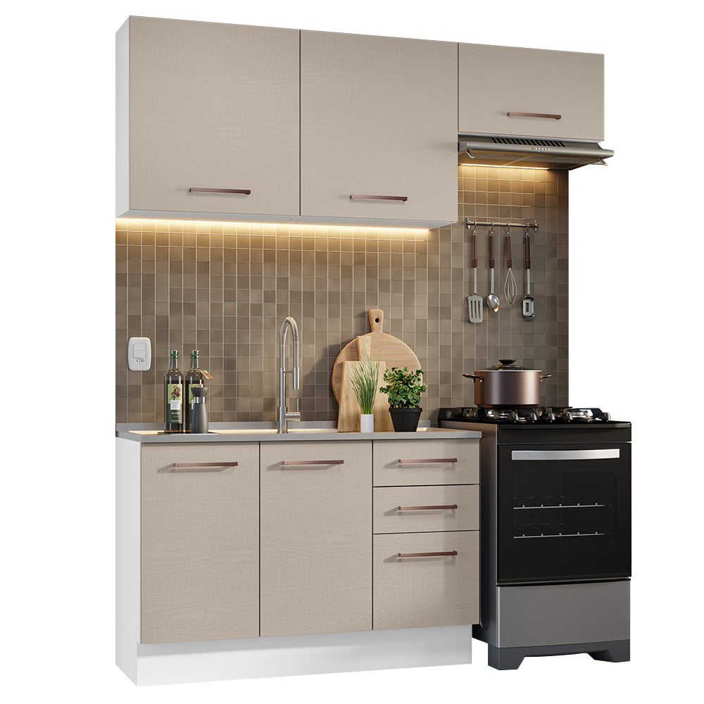 Armário de Cozinha Compacta 180cm Branco/Crema Agata Madesa 09