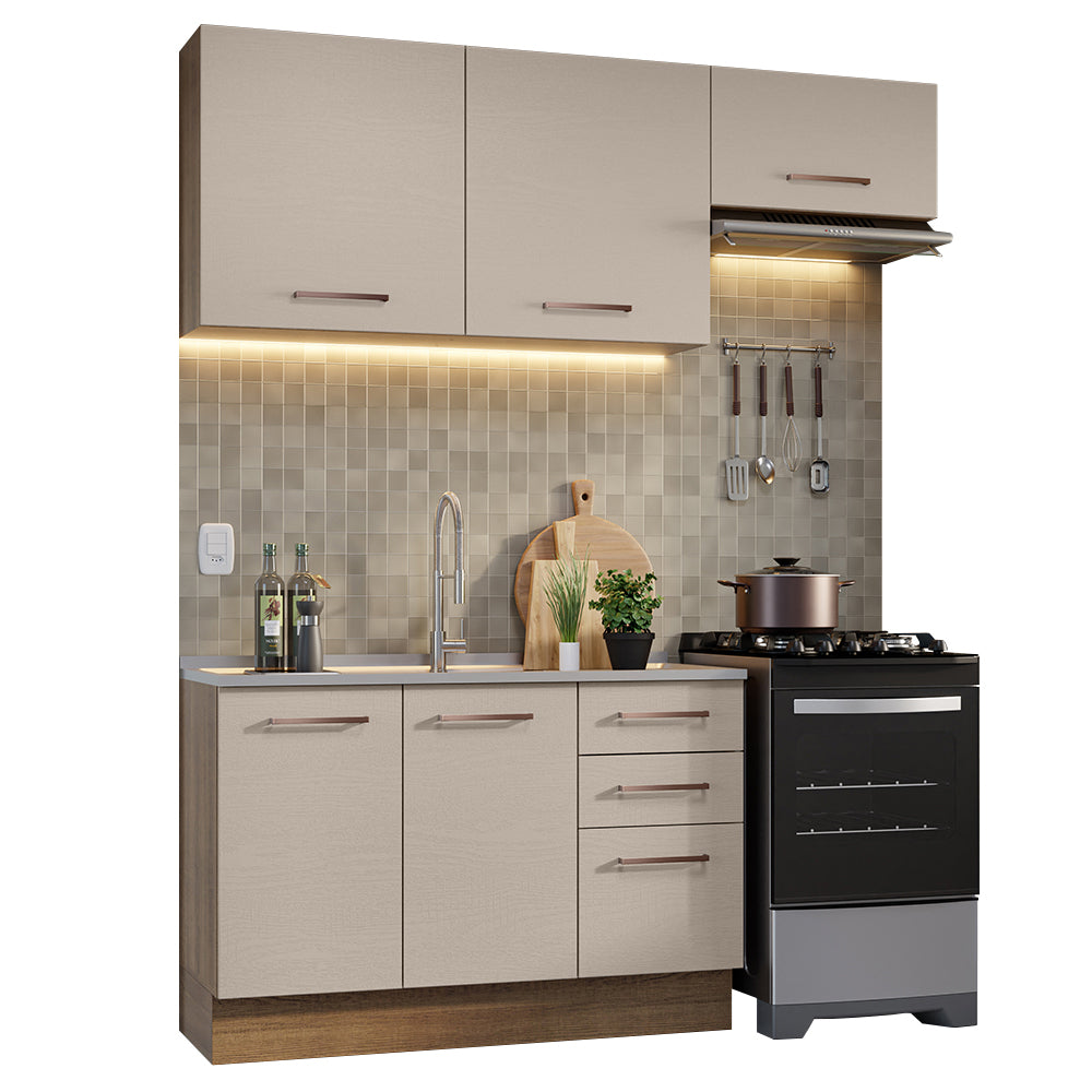 Armário de Cozinha Compacta 180cm Rustic/Crema Agata Madesa 09