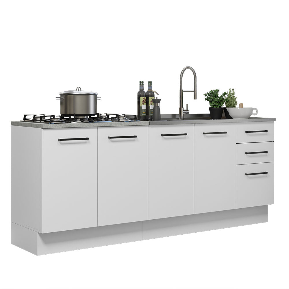 Kit com 2 Balcões de Cozinha Madesa Agata 3 Gavetas 4 Portas (Sem Tampo e Pia) Branco