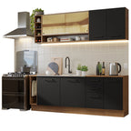 Armário de Cozinha Completa 220cm Rustic/Preto Agata da Thêmis Madesa