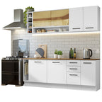 Armário de Cozinha Completa 220cm Branco/Rustic 60cm de Profundidade Agata Madesa 02