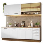 Armário de Cozinha Completa 240cm Rustic/Branco 60cm de Profundidade Agata Madesa 01