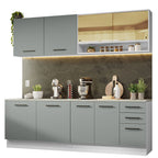 Armário de Cozinha Completa 240cm Branco/Cinza 60cm de Profundidade Agata Madesa 01