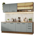 Armário de Cozinha Completa 240cm Rustic/Cinza 60cm de Profundidade Agata Madesa 01