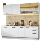 Armário de Cozinha Completa 240cm Branco Tampo Rustic 60cm de Profundidade Agata Madesa 01