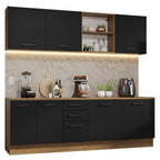 Armário de Cozinha Completa 240cm Rustic/Preto 60cm de Profundidade Agata Madesa 02