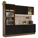 Armário de Cozinha Completa 250cm Rustic/Preto Agata Madesa 01