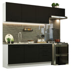 Armário de Cozinha Completa 260cm Branco Preto Agata Madesa 02