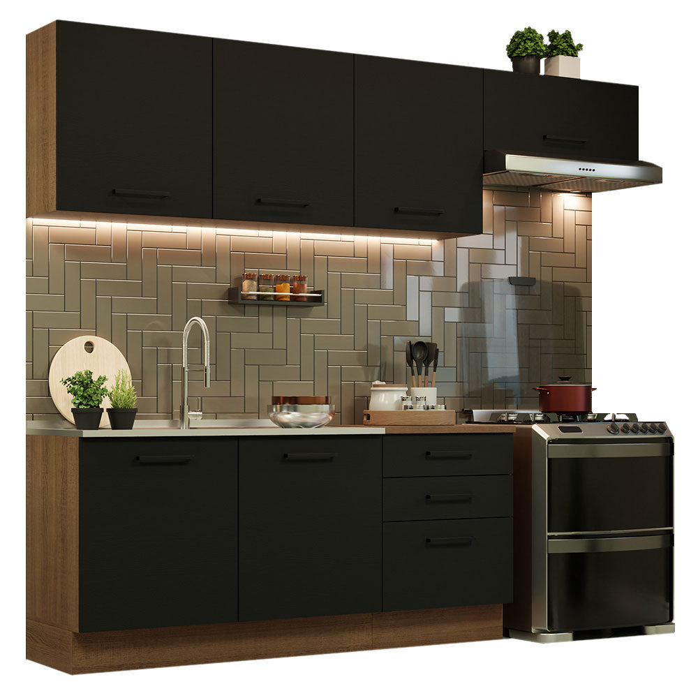 Armário de Cozinha Completa 260cm Rustic Preto Agata Madesa 02