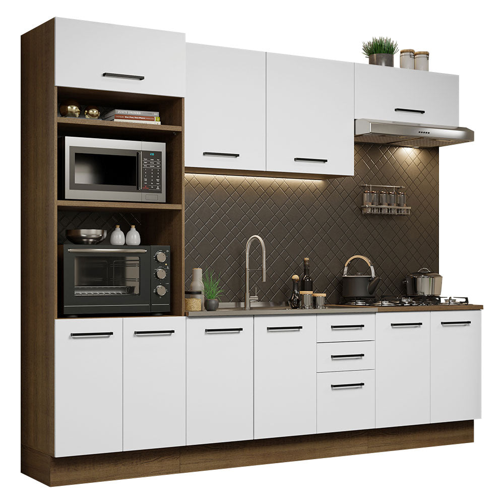 まぁページ Armário de Cozinha Completa 270cm Rustic/Branco Agata Madesa 01