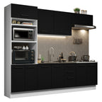 Armário de Cozinha Completa 270cm Branco/Preto Agata Madesa 01