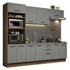 Armário de Cozinha Completa 270cm Rustic/Cinza Agata Madesa 01