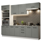 Armário de Cozinha Completa 270cm Branco Cinza Agata Madesa 02