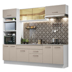 Armário de Cozinha Completa 270cm Branco/Crema Agata Madesa 03