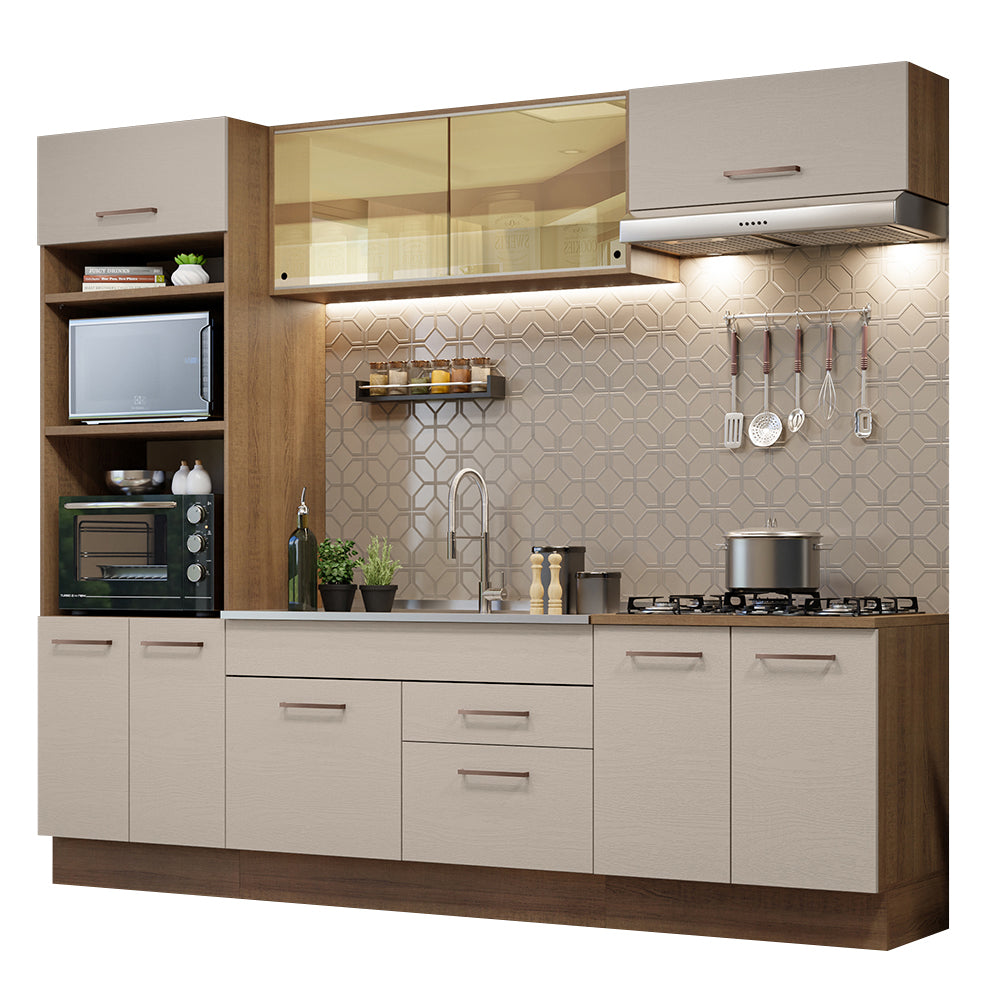 Armário de Cozinha Completa 270cm Rustic/Crema Agata Madesa 03