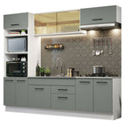 Armário de Cozinha Completa 270cm Branco Cinza Agata Madesa 03