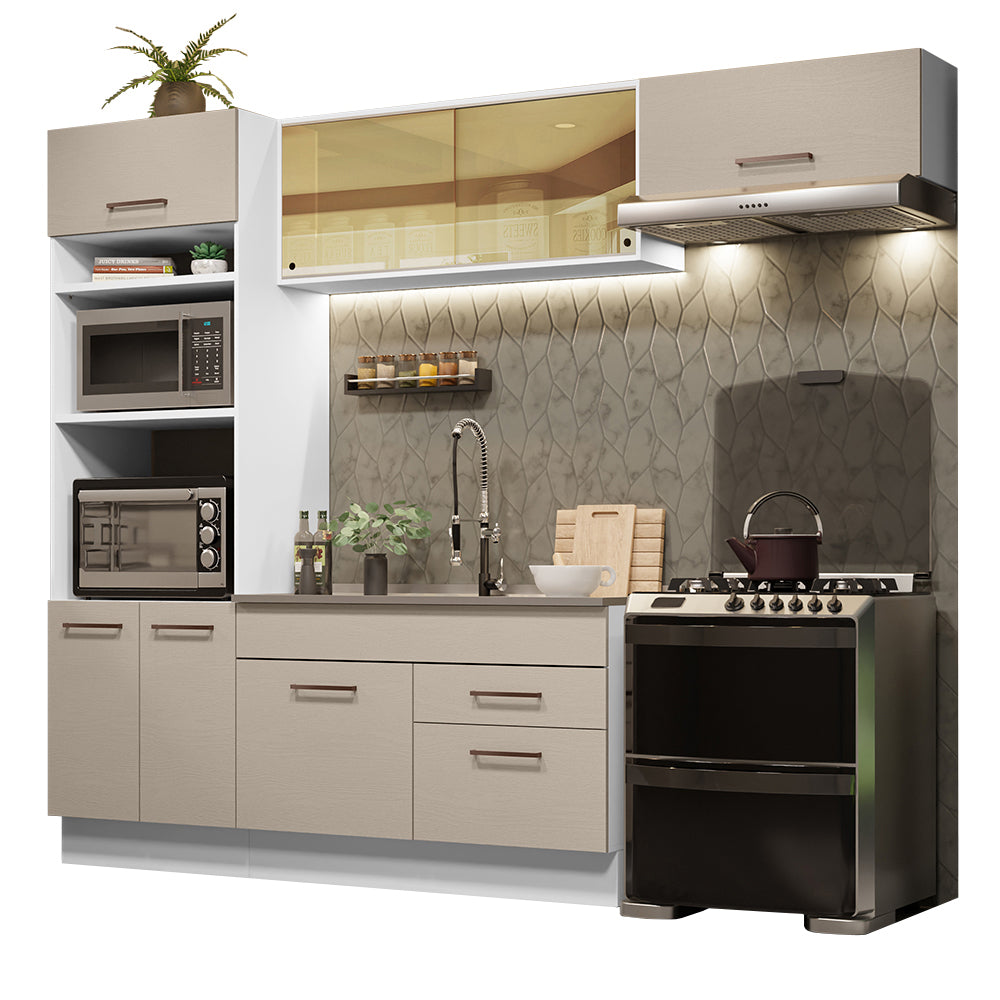 Armário de Cozinha Completa 270cm Branco/Crema Agata Madesa 04