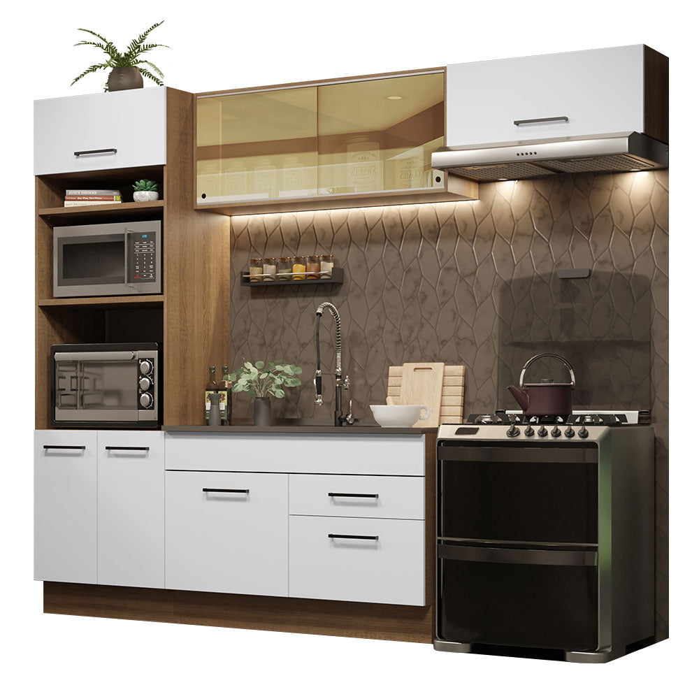 Armário de Cozinha Completa 270cm Rustic Branco Agata Madesa 04