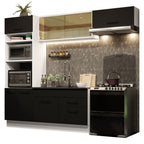 Armário de Cozinha Completa 270cm Branco Preto Agata Madesa 04