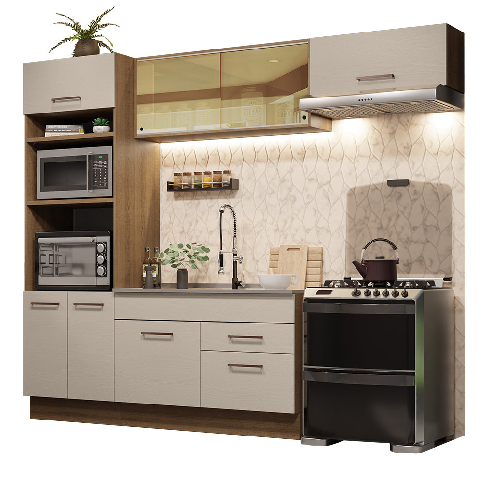 Armário de Cozinha Completa 270cm Rustic/Crema Agata Madesa 04
