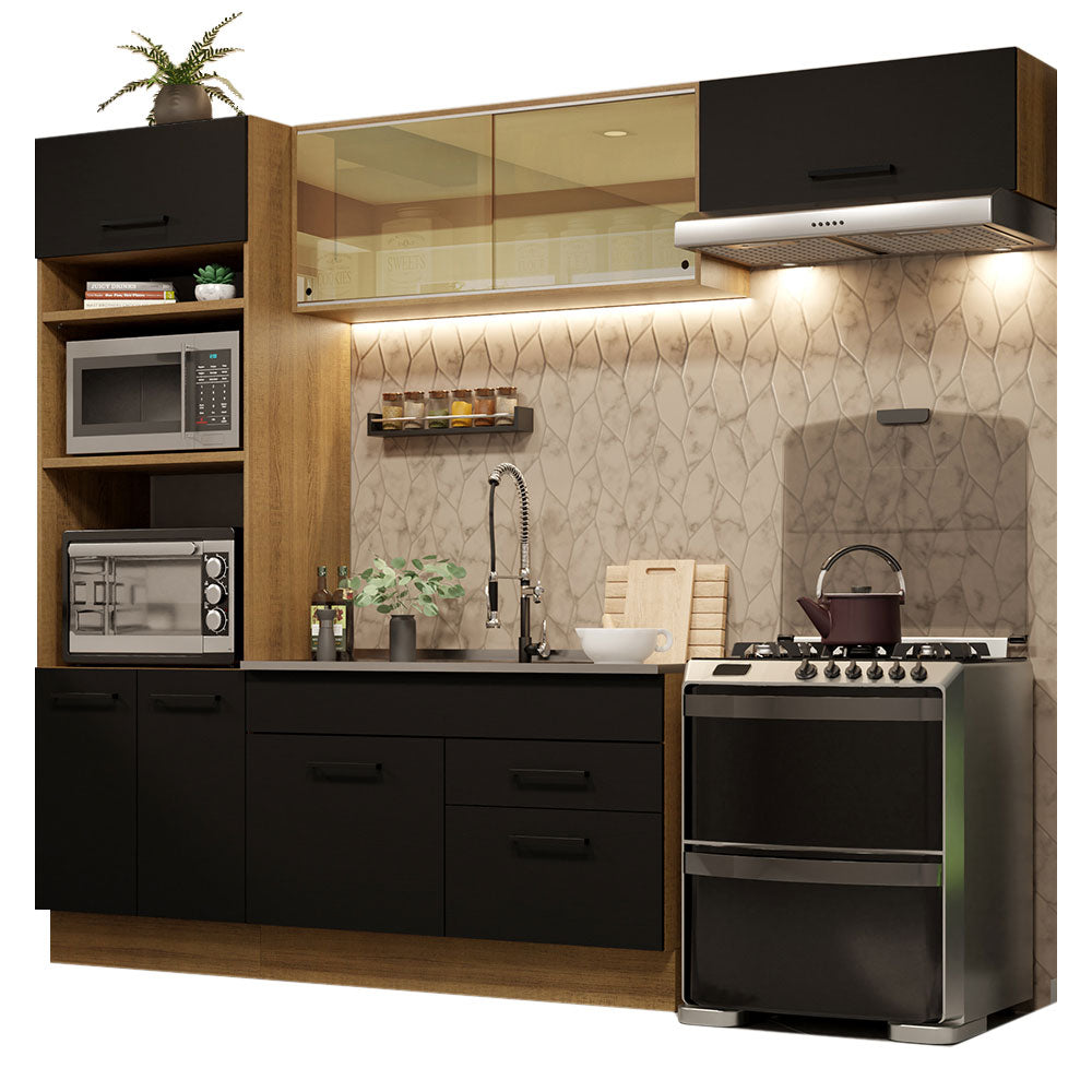 Armário de Cozinha Completa 270cm Rustic Preto Agata Madesa 04