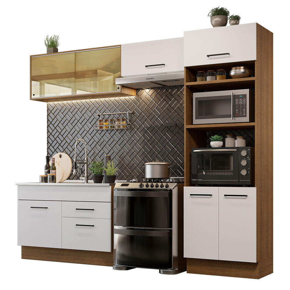 Armário de Cozinha Completa 270cm Rustic/Branco Agata Madesa 05