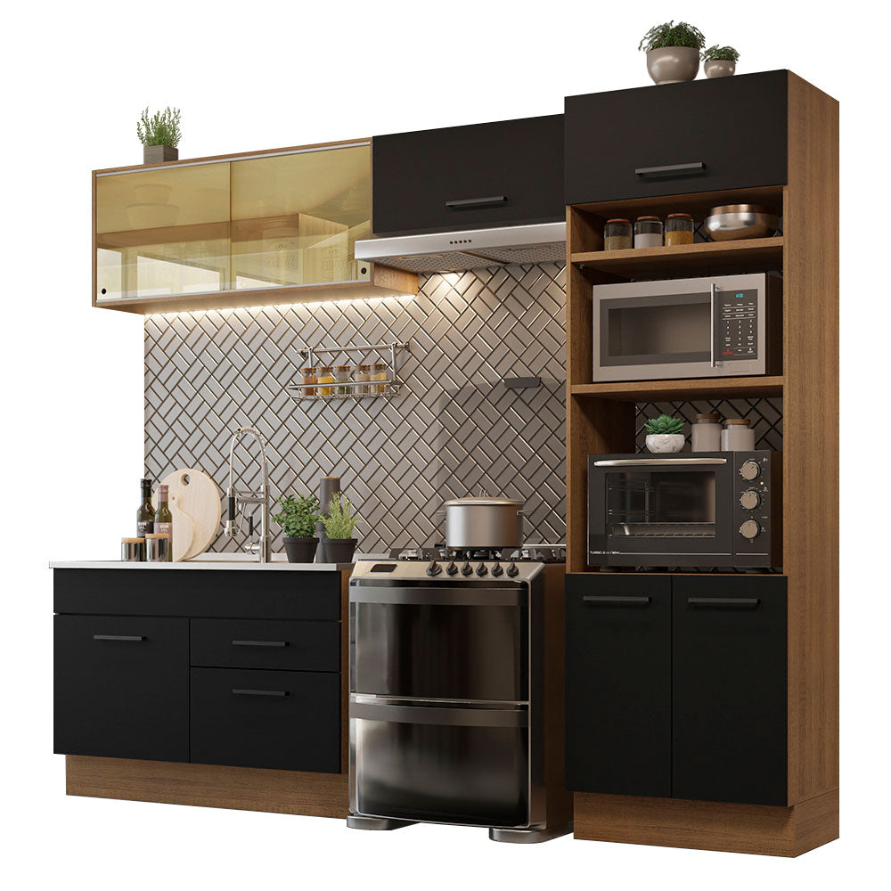 Armário de Cozinha Completa 270cm Rustic/Preto Agata Madesa 05