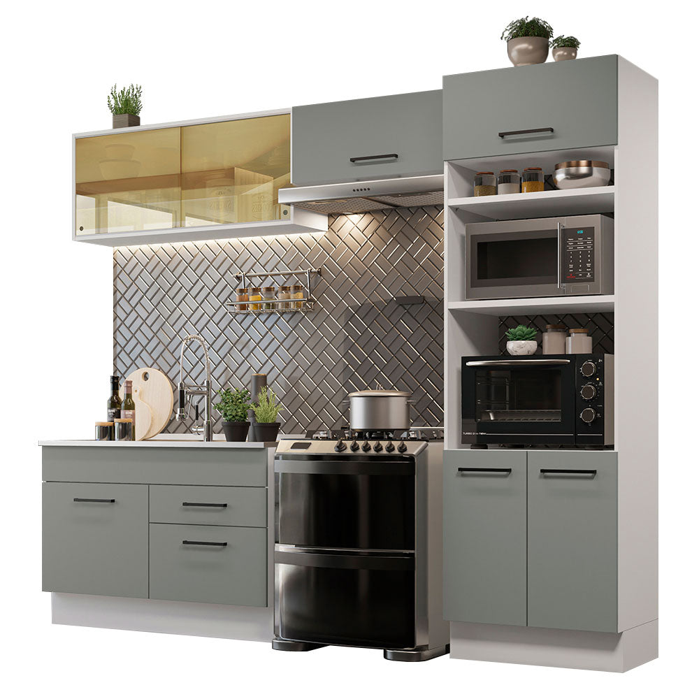 Armário de Cozinha Completa 270cm Branco/Cinza Agata Madesa 05