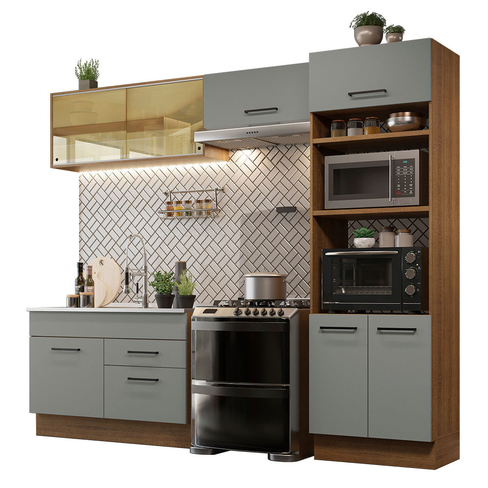 Armário de Cozinha Completa 270cm Rustic/Cinza Agata Madesa 05