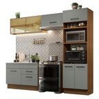 Armário de Cozinha Completa 270cm Rustic/Cinza Agata Madesa 05