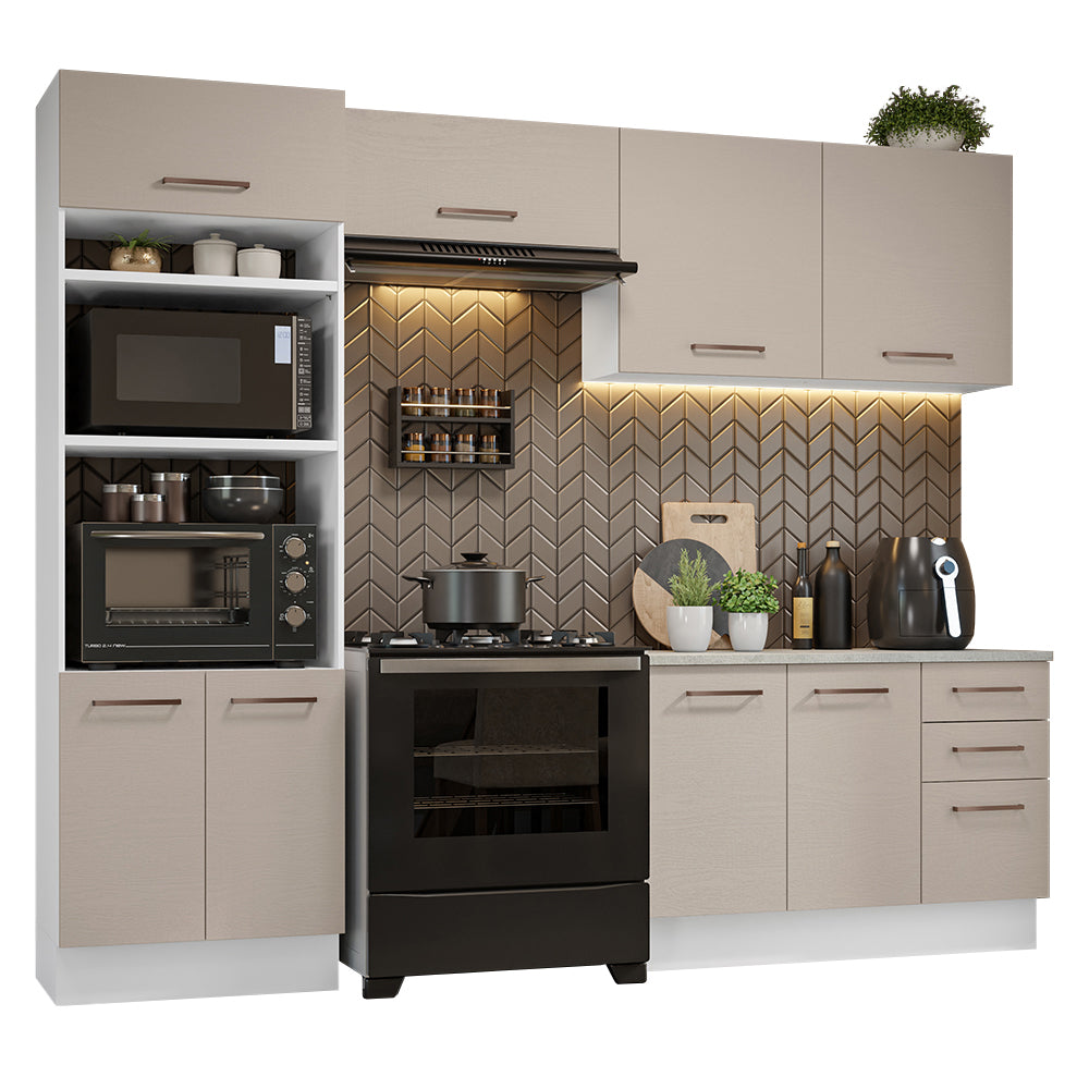Armário de Cozinha Completa 270cm Branco/Crema Agata Madesa 07