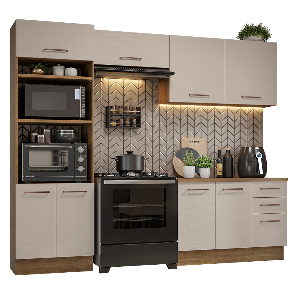 Armário de Cozinha Completa 270cm Rustic/Crema Agata Madesa 07