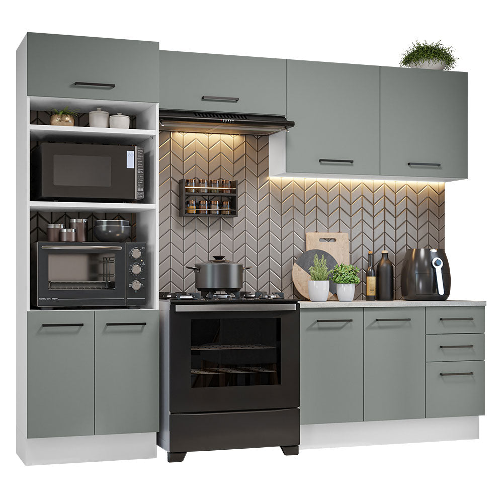 Armário de  Cozinha Completa 270cm Branco/Cinza Agata Madesa 07