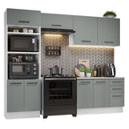 Armário de  Cozinha Completa 270cm Branco/Cinza Agata Madesa 07