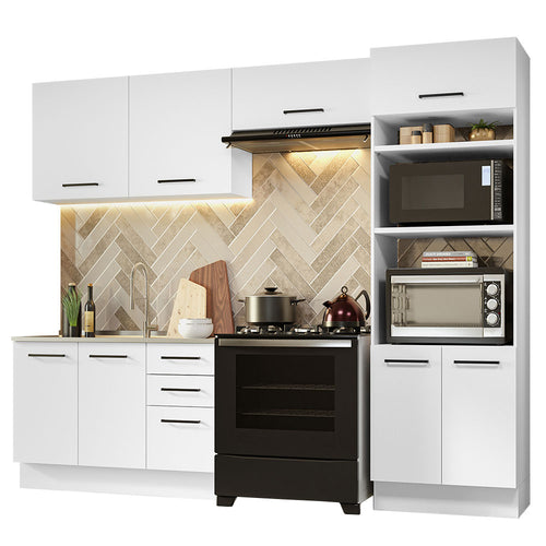 Armário de  Cozinha Completa 270cm Branco Agata Madesa 08