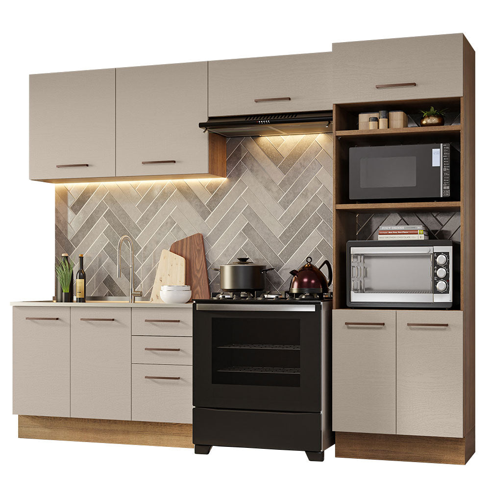 Armário de Cozinha Completa 270cm Rustic/Crema Agata Madesa 08
