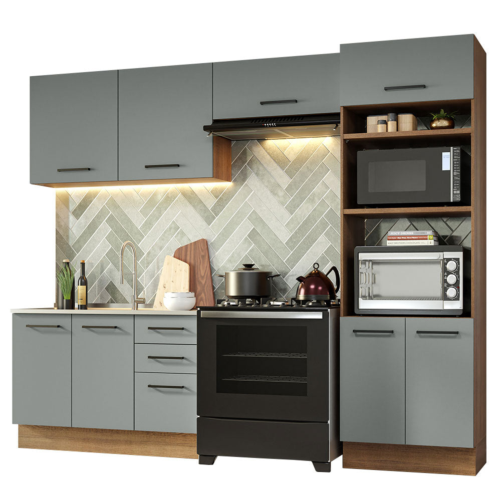 Armário de  Cozinha Completa 270cm Rustic/Cinza Agata Madesa 08