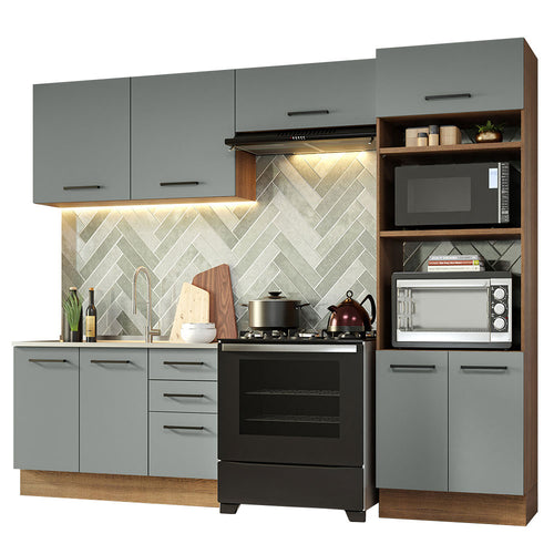 Armário de  Cozinha Completa 270cm Rustic/Cinza Agata Madesa 08