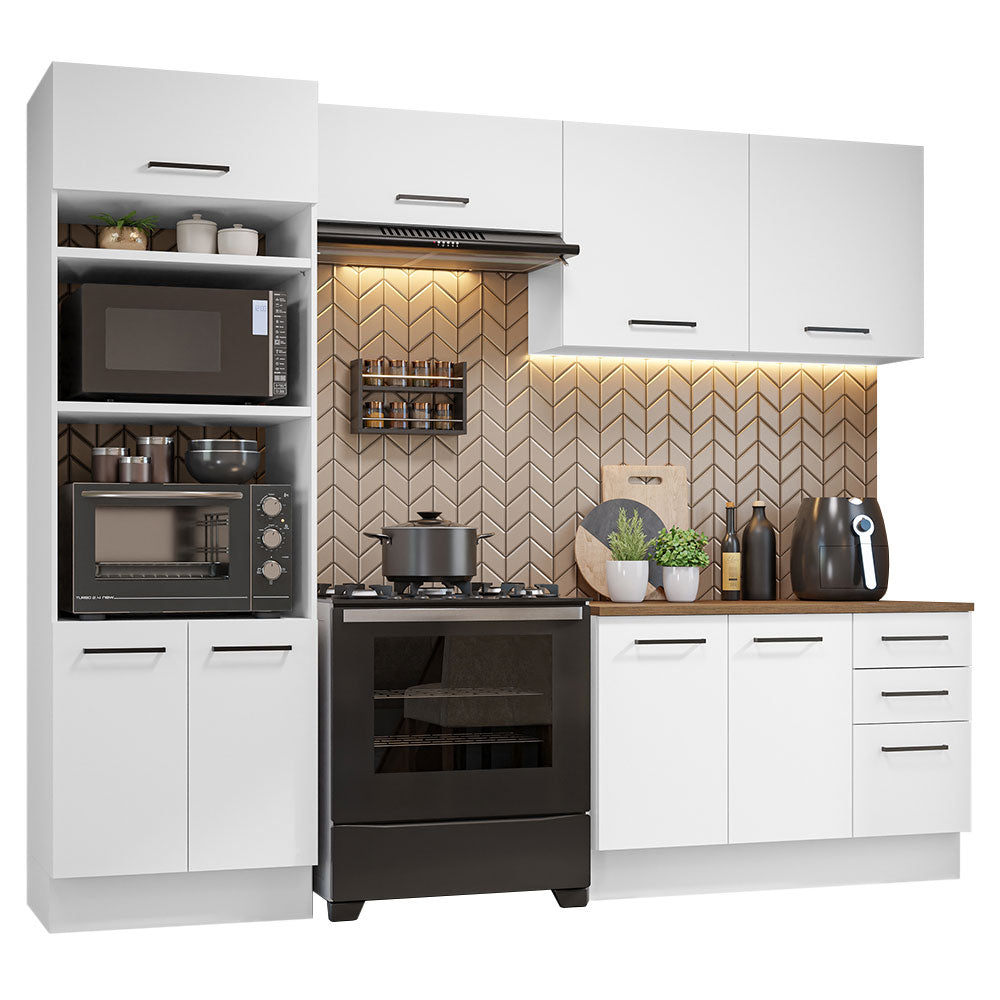 Armário de Cozinha Completa 270cm Branco/Rustic 60cm de Profundidade Agata Madesa 09