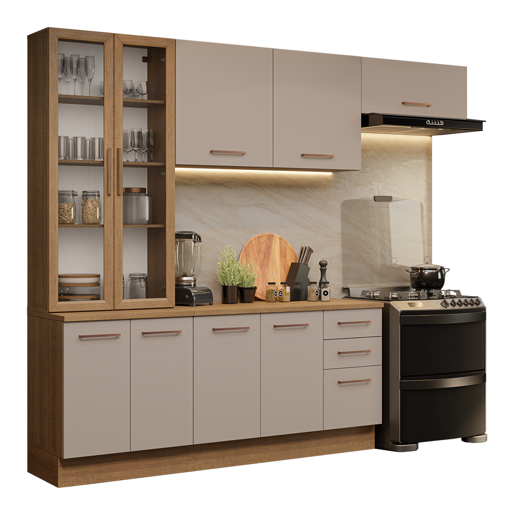 Armário de Cozinha Completa 270cm Rustic/Crema Agata Madesa 11