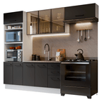 Armário de Cozinha Completa 270 cm Branco/Preto Agata Madesa 12